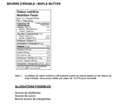 Beurre d'Érable (250 gr)